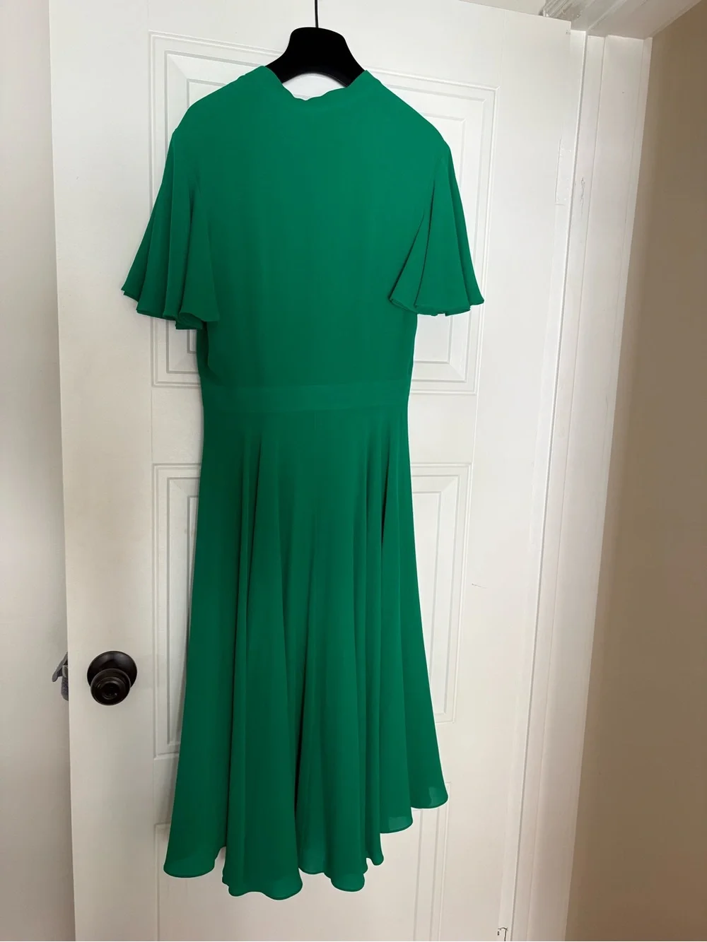 Alexander McQueen Emerald Green Midi Dress with Flutter Sleeves